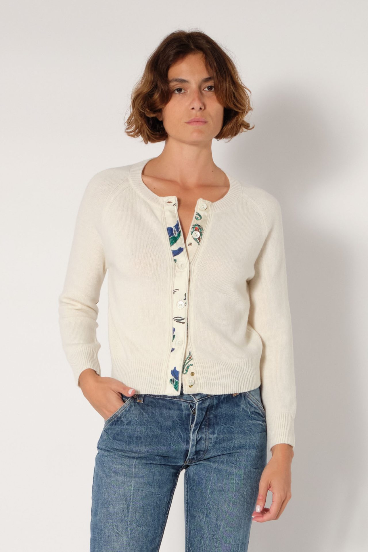 la prestic ouiston Cardigan LORIENT – Panna