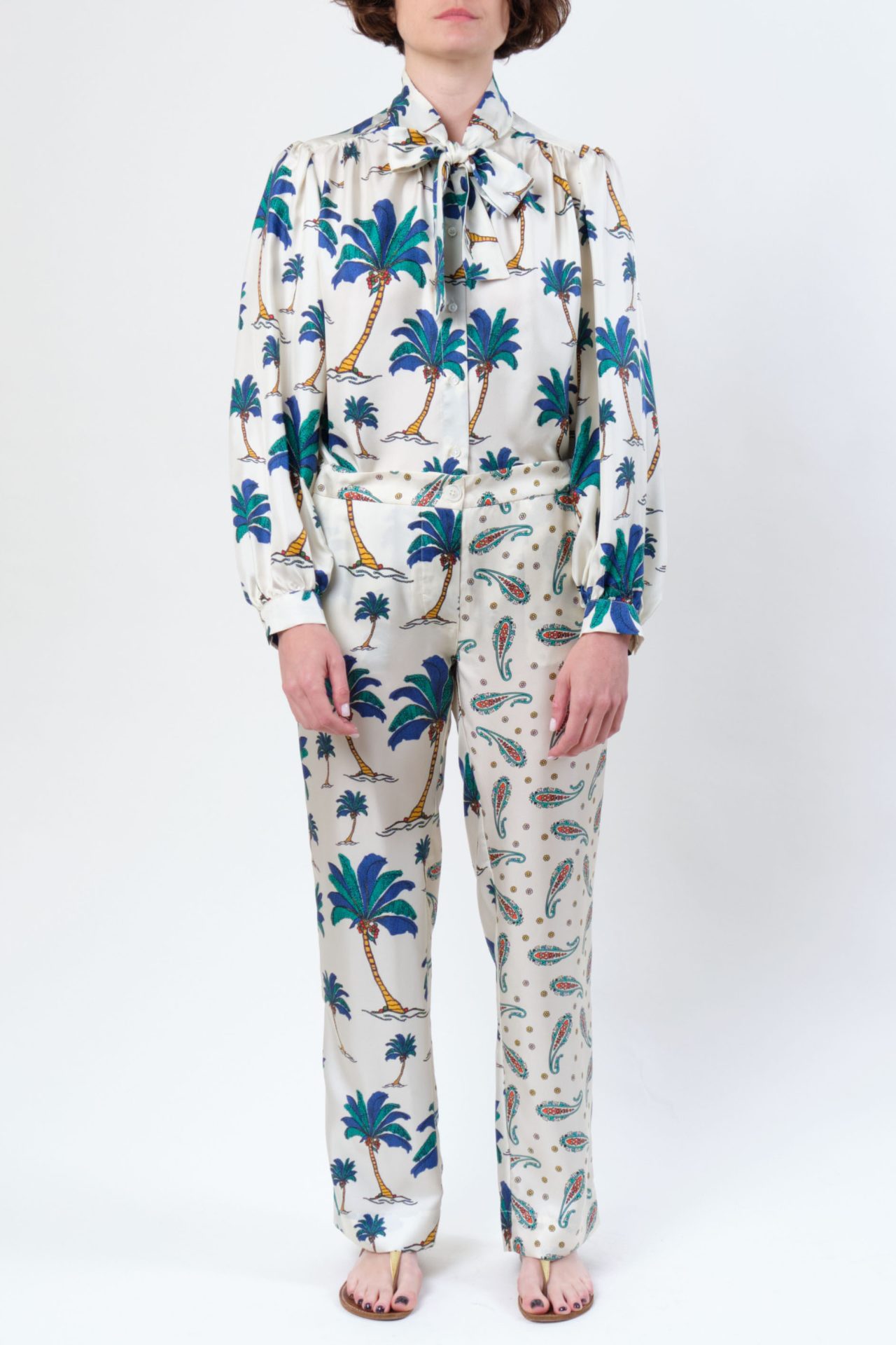 la prestic ouiston Pantalon LUCKY – Mix Palmier bleu